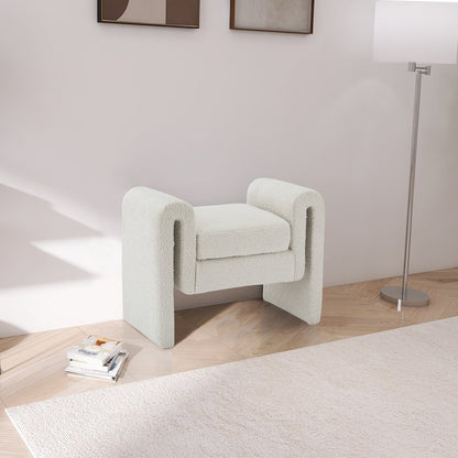 Stylus Cream Boucle Fabric Bench