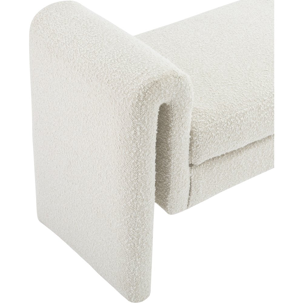 Stylus Cream Boucle Fabric Bench