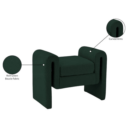 Stylus Green Boucle Fabric Bench