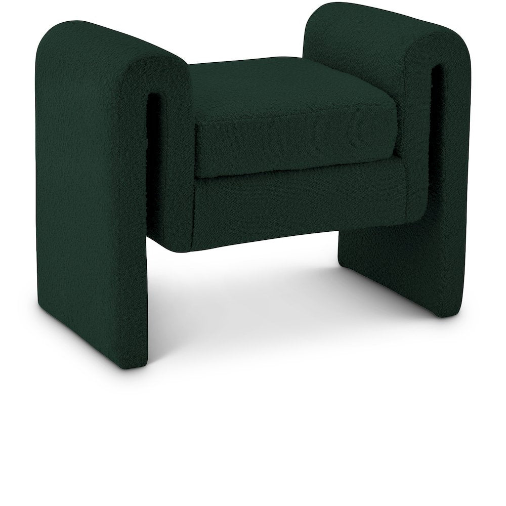 Stylus Green Boucle Fabric Bench