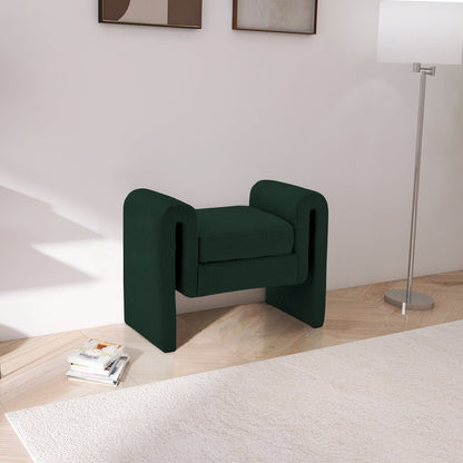 Stylus Green Boucle Fabric Bench