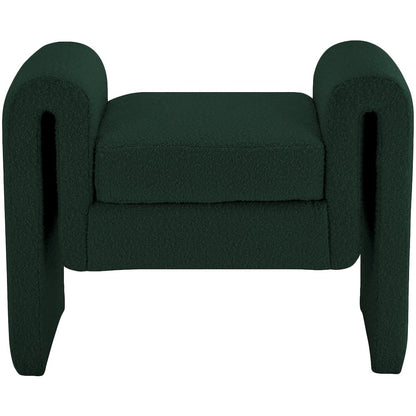Stylus Green Boucle Fabric Bench