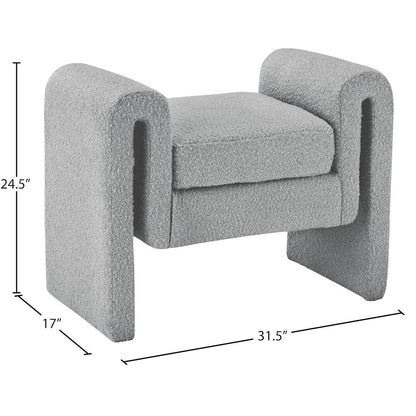 Stylus Grey Boucle Fabric Bench