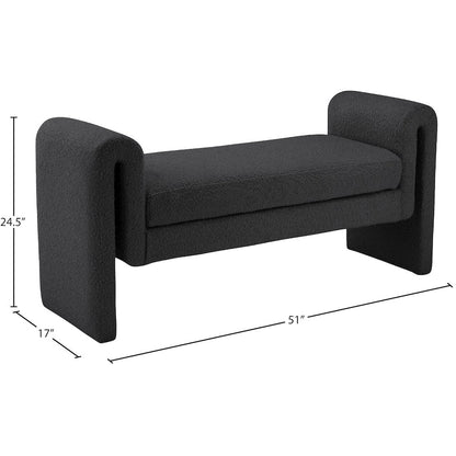 Stylus Black Boucle Fabric Bench
