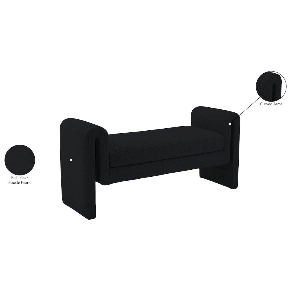 Stylus Black Boucle Fabric Bench
