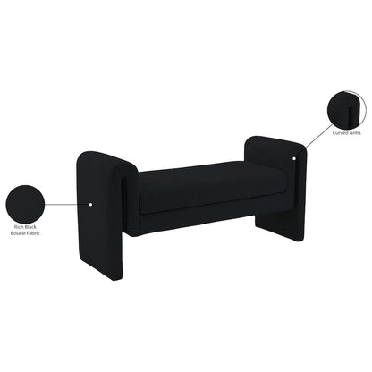Stylus Black Boucle Fabric Bench