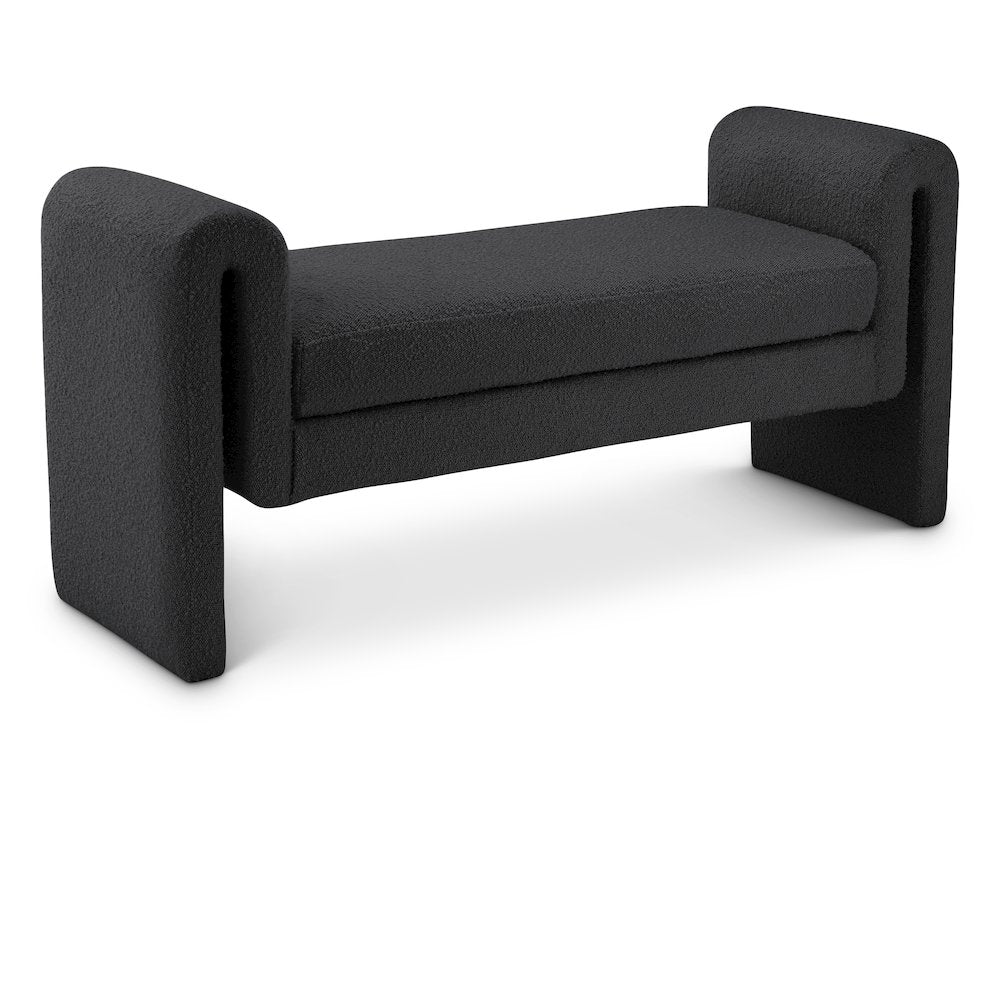Stylus Black Boucle Fabric Bench