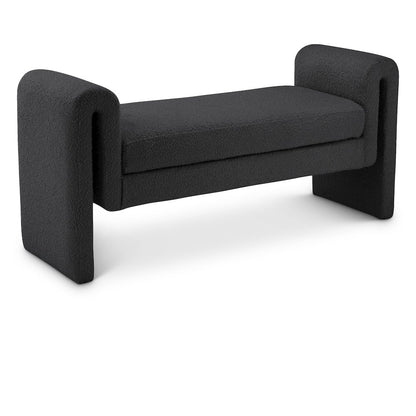 Stylus Black Boucle Fabric Bench