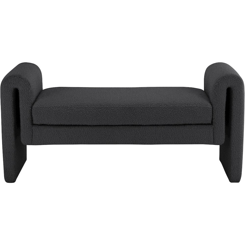 Stylus Black Boucle Fabric Bench