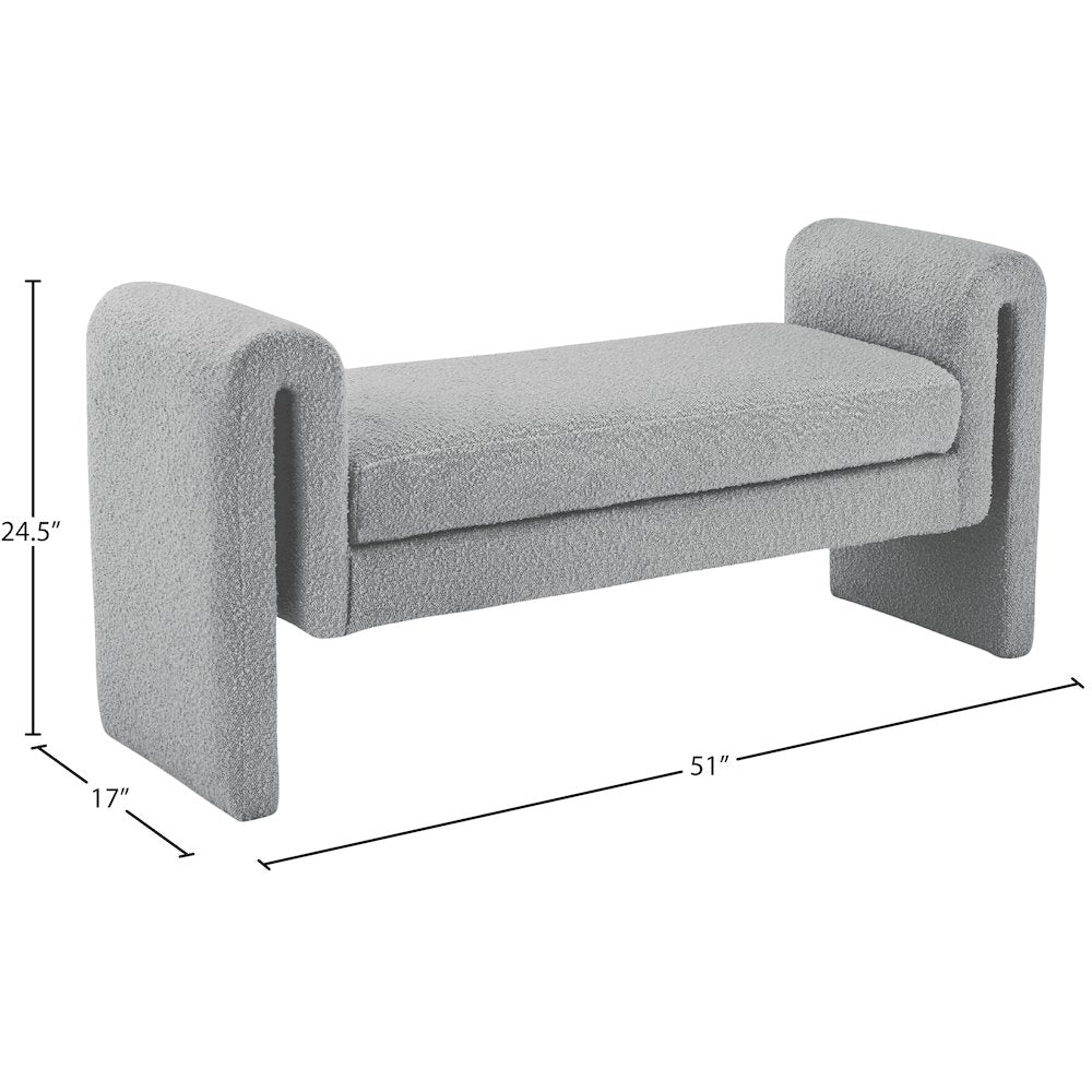 Stylus Grey Boucle Fabric Bench