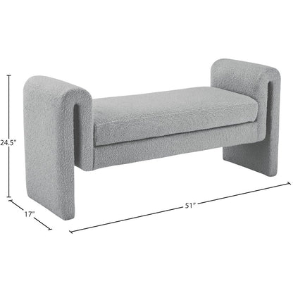 Stylus Grey Boucle Fabric Bench
