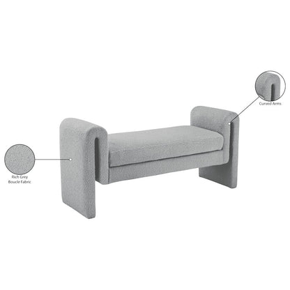 Stylus Grey Boucle Fabric Bench