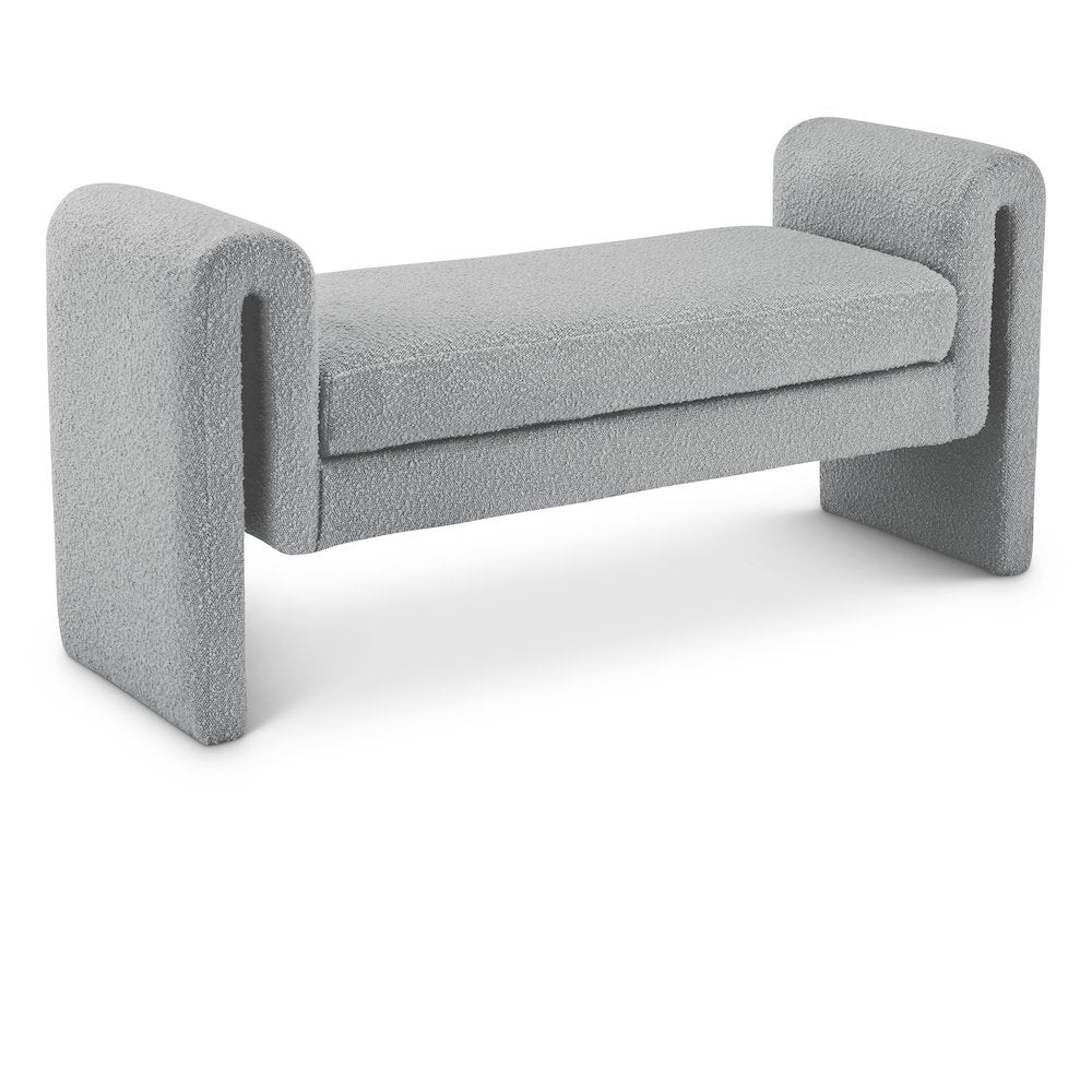 Stylus Grey Boucle Fabric Bench