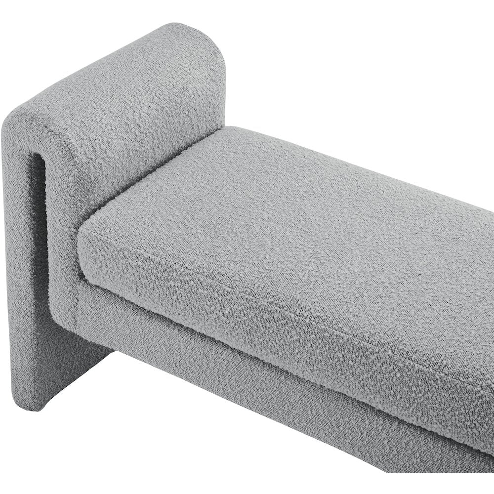 Stylus Grey Boucle Fabric Bench
