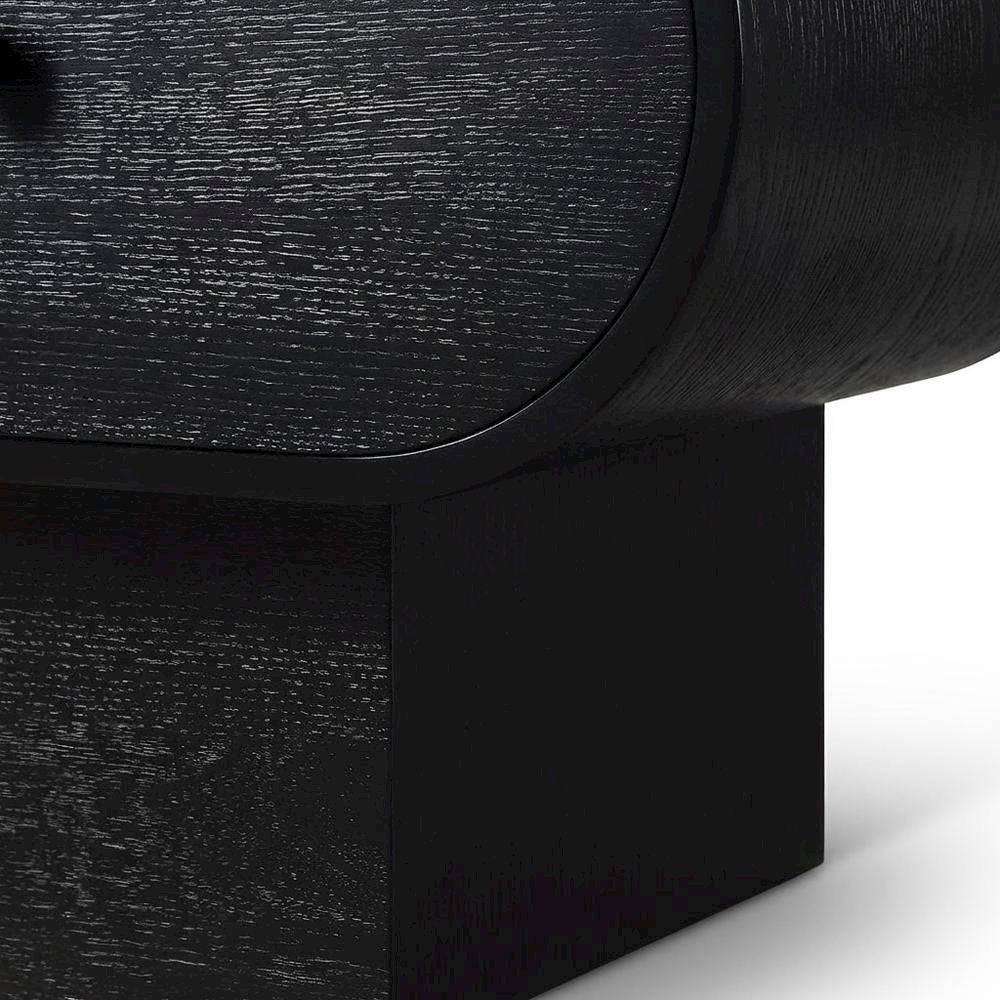 Black Art Deco Nightstand with Sleek Finish and Modern Design