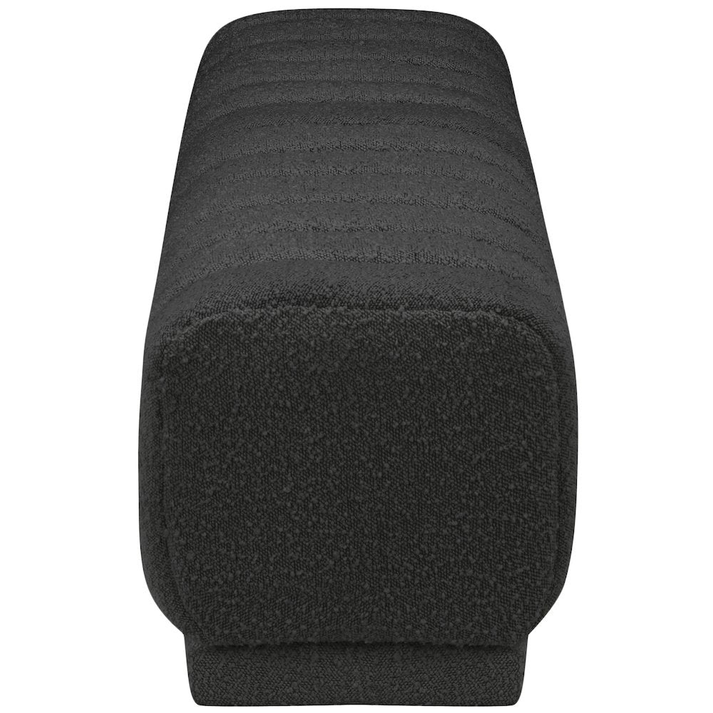 Heathrow Black Boucle Fabric Ottoman/Bench
