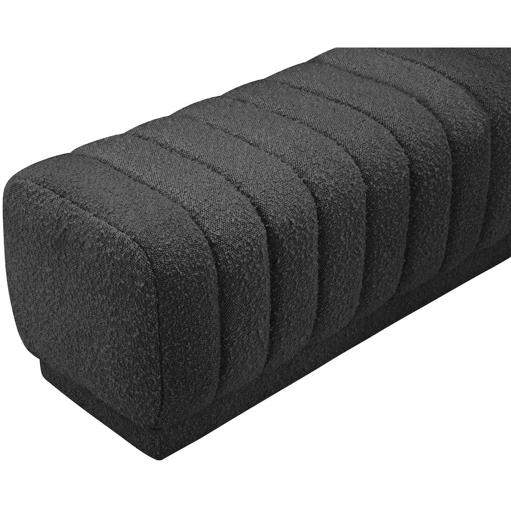 Heathrow Black Boucle Fabric Ottoman/Bench
