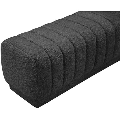 Heathrow Black Boucle Fabric Ottoman/Bench