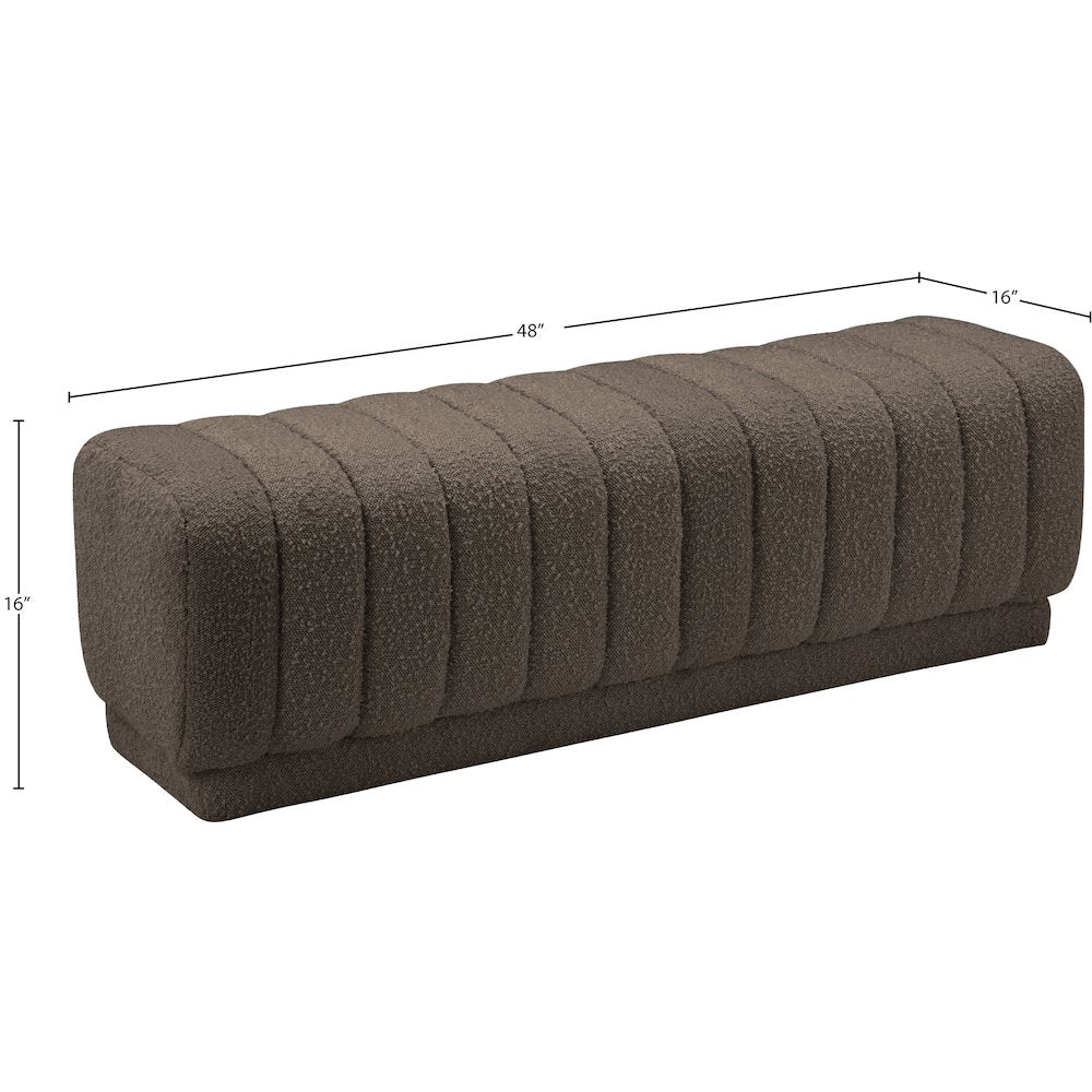 Heathrow Brown Boucle Fabric Ottoman/Bench