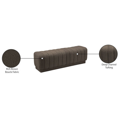 Heathrow Brown Boucle Fabric Ottoman/Bench