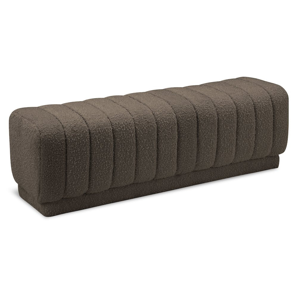 Heathrow Brown Boucle Fabric Ottoman/Bench