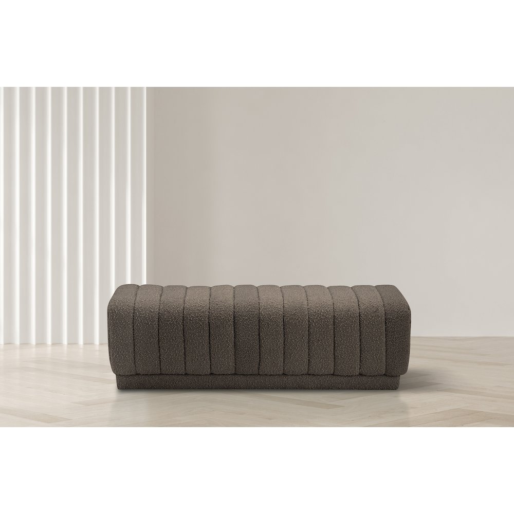 Heathrow Brown Boucle Fabric Ottoman/Bench