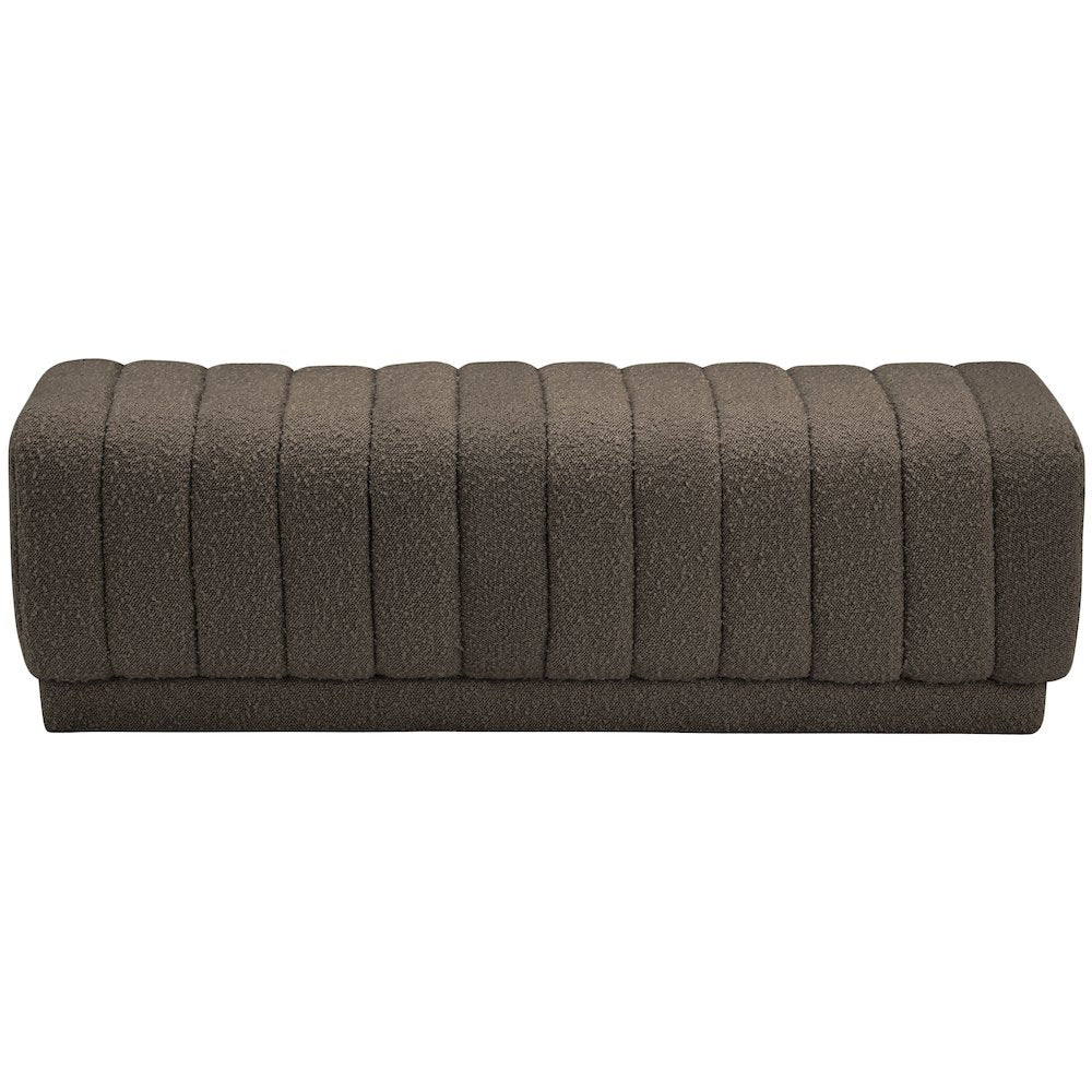 Heathrow Brown Boucle Fabric Ottoman/Bench