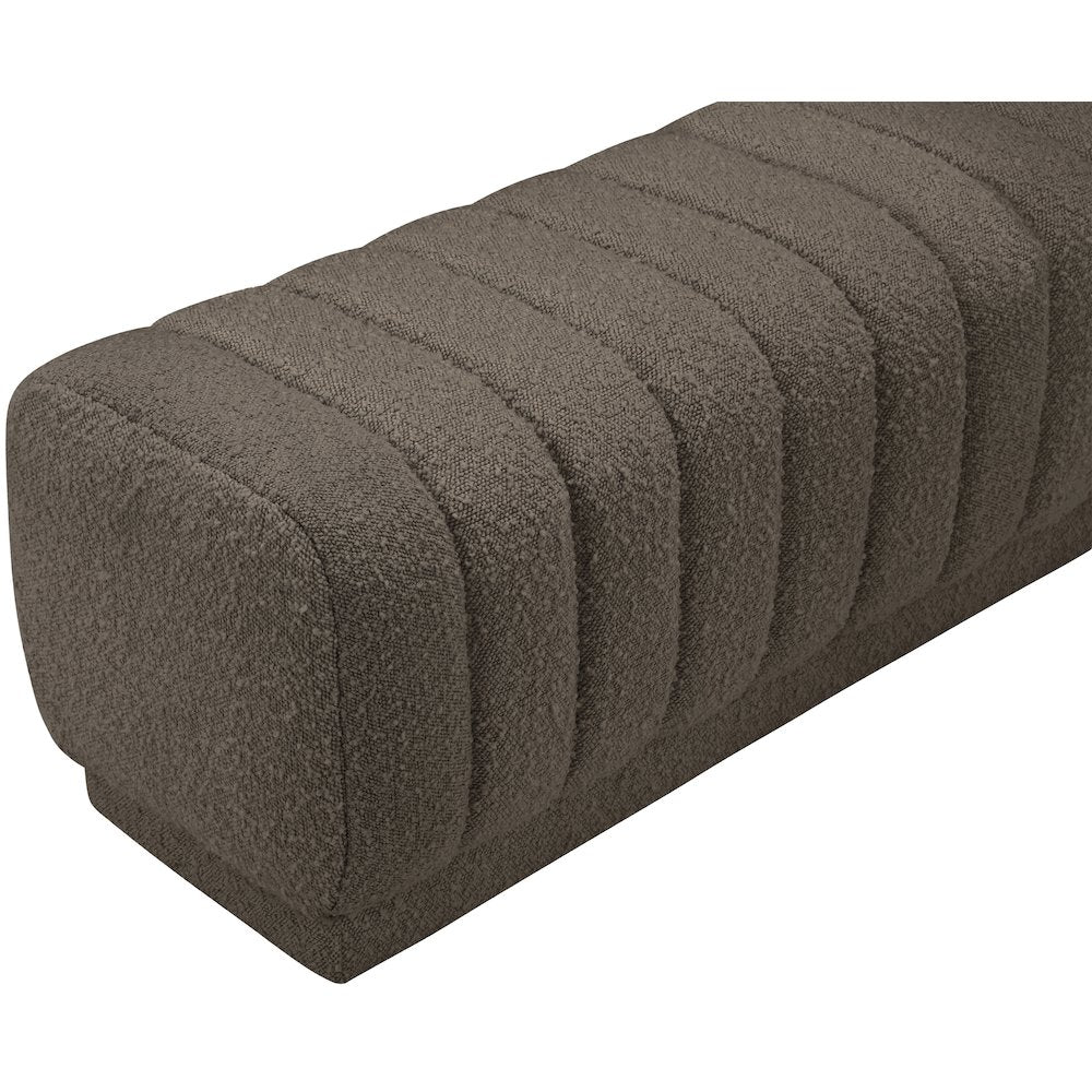 Heathrow Brown Boucle Fabric Ottoman/Bench