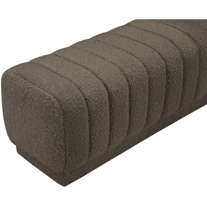 Heathrow Brown Boucle Fabric Ottoman/Bench