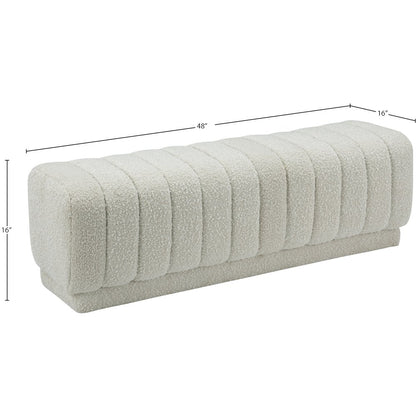 Heathrow Cream Boucle Fabric Ottoman/Bench