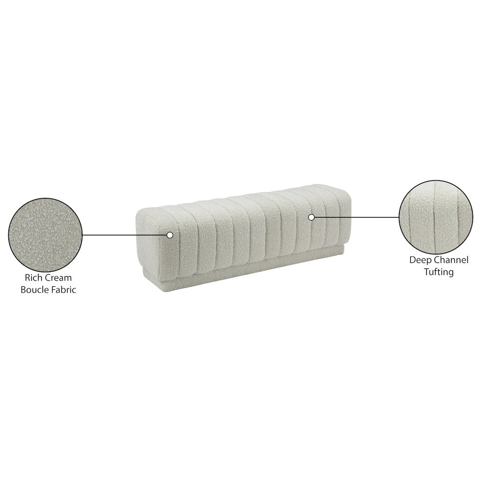 Heathrow Cream Boucle Fabric Ottoman/Bench