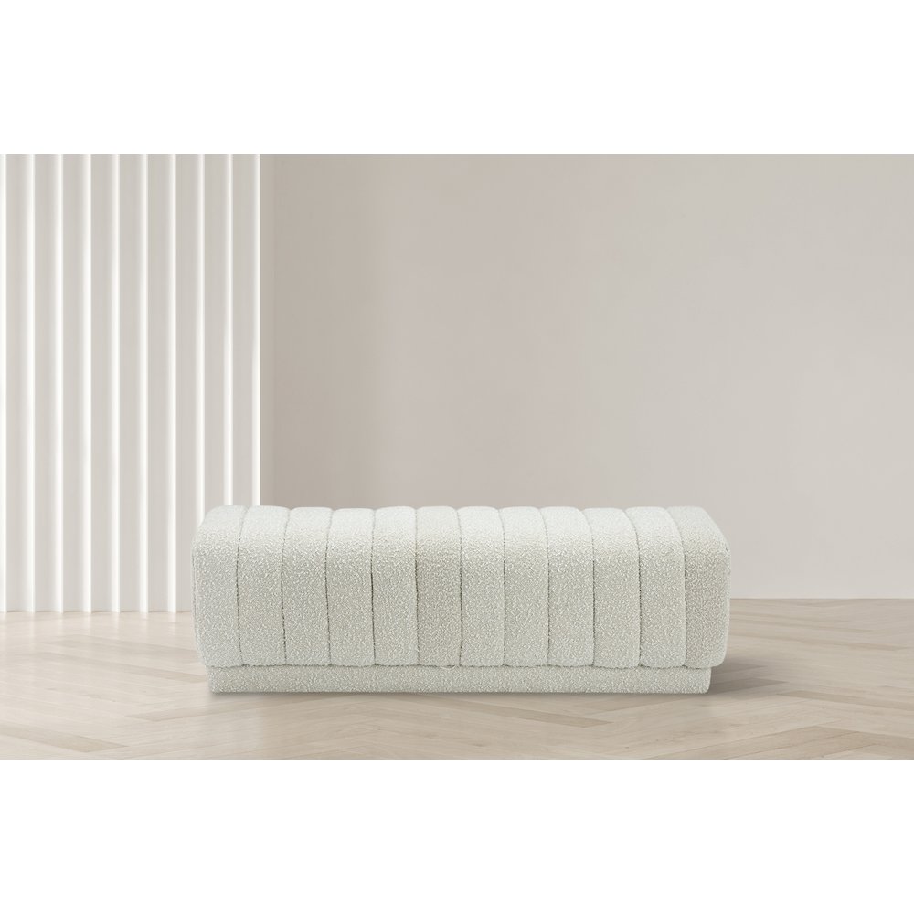 Heathrow Cream Boucle Fabric Ottoman/Bench