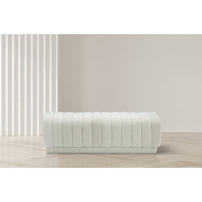 Heathrow Cream Boucle Fabric Ottoman/Bench