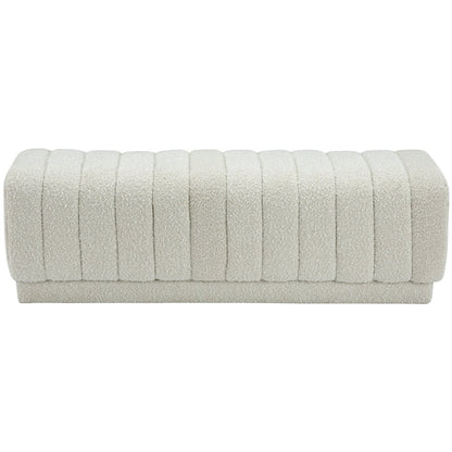 Heathrow Cream Boucle Fabric Ottoman/Bench