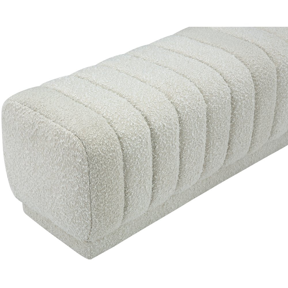 Heathrow Cream Boucle Fabric Ottoman/Bench