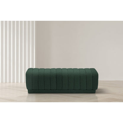 Heathrow Green Boucle Fabric Ottoman/Bench