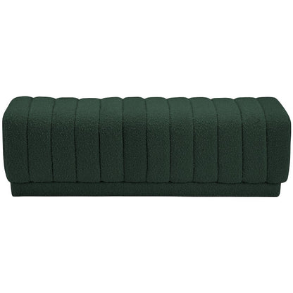 Heathrow Green Boucle Fabric Ottoman/Bench
