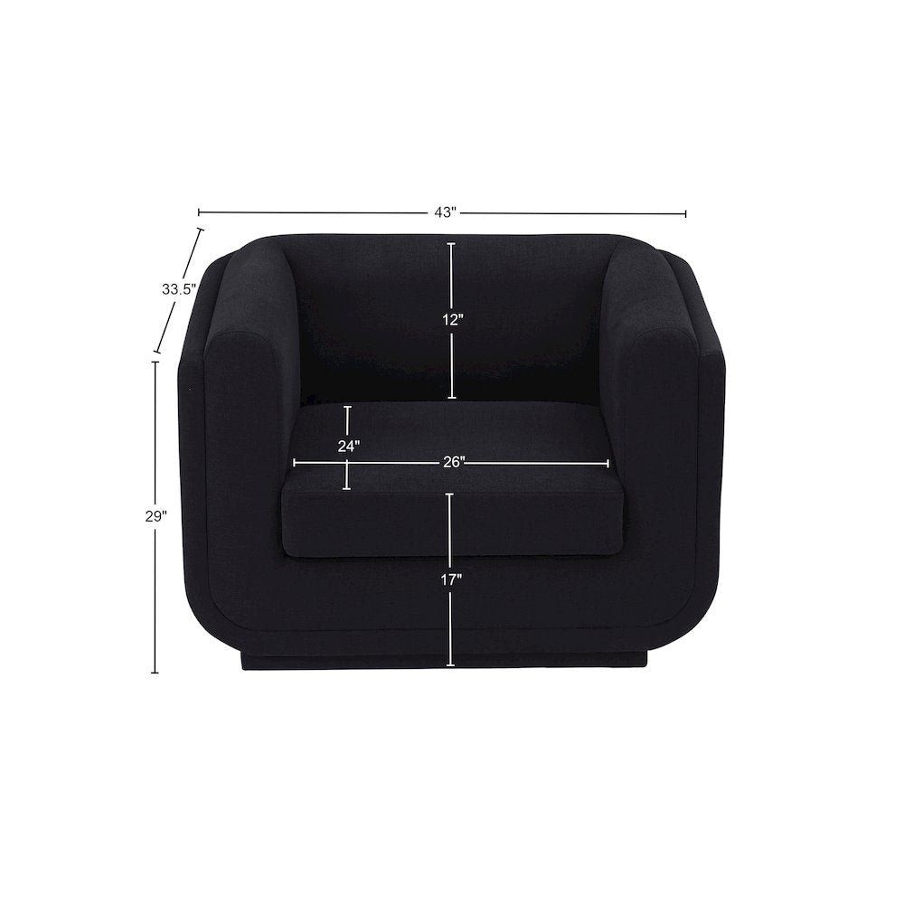Kimora Black Linen Textured Fabric Chair