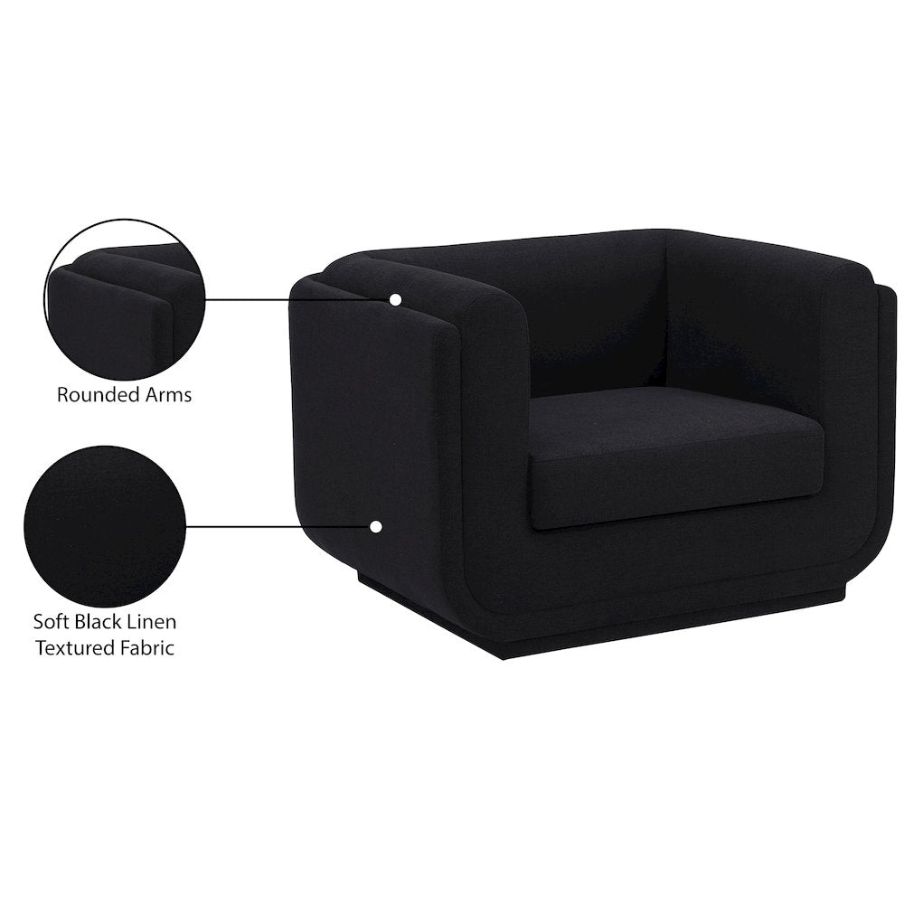 Kimora Black Linen Textured Fabric Chair