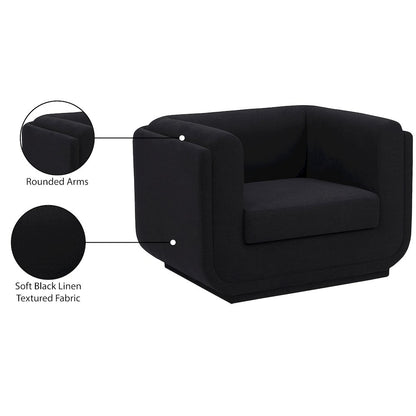 Kimora Black Linen Textured Fabric Chair