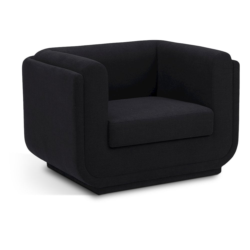 Kimora Black Linen Textured Fabric Chair