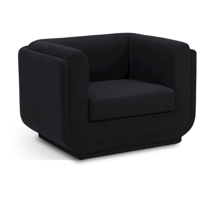 Kimora Black Linen Textured Fabric Chair