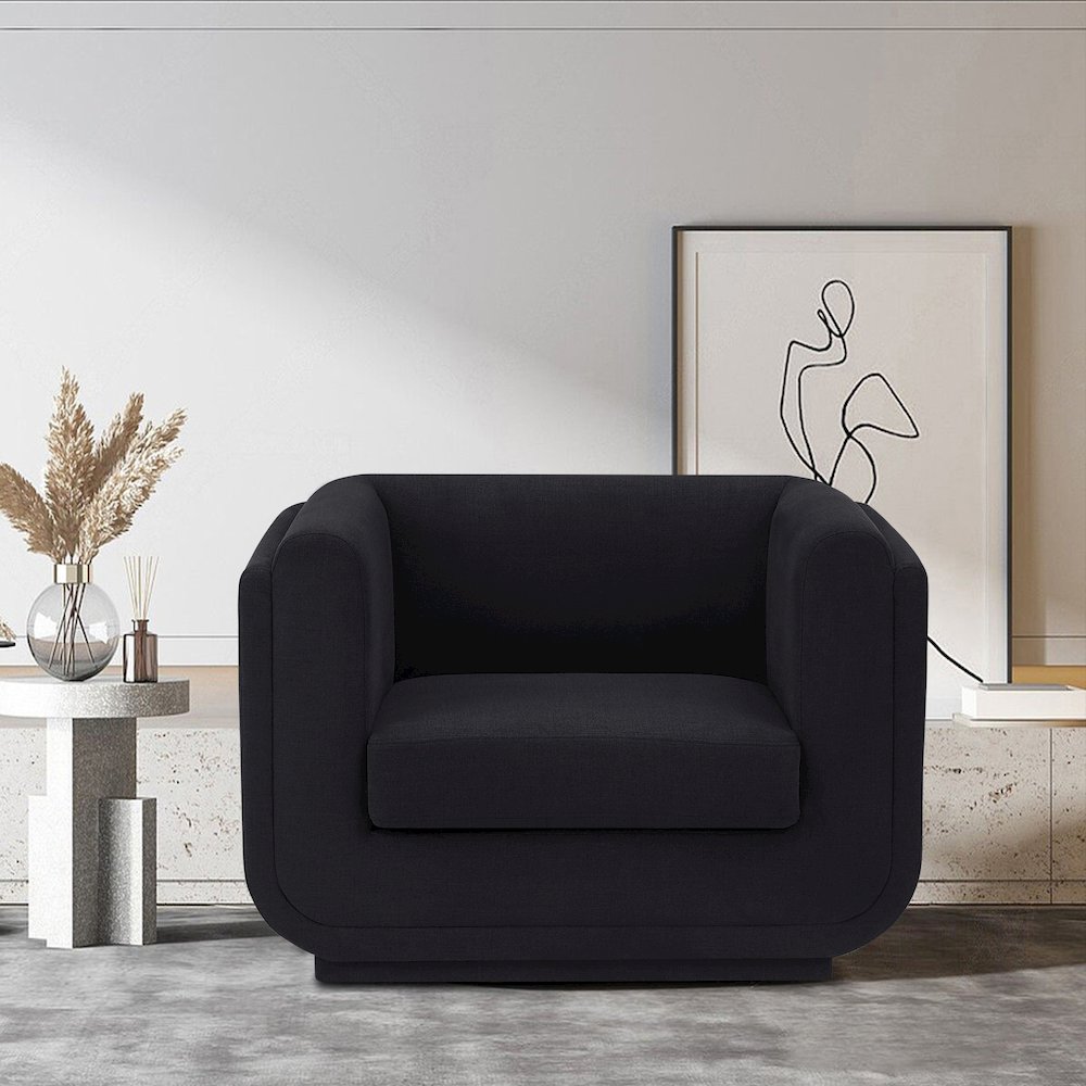Kimora Black Linen Textured Fabric Chair