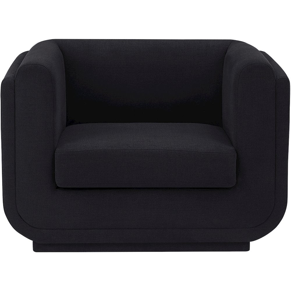 Kimora Black Linen Textured Fabric Chair