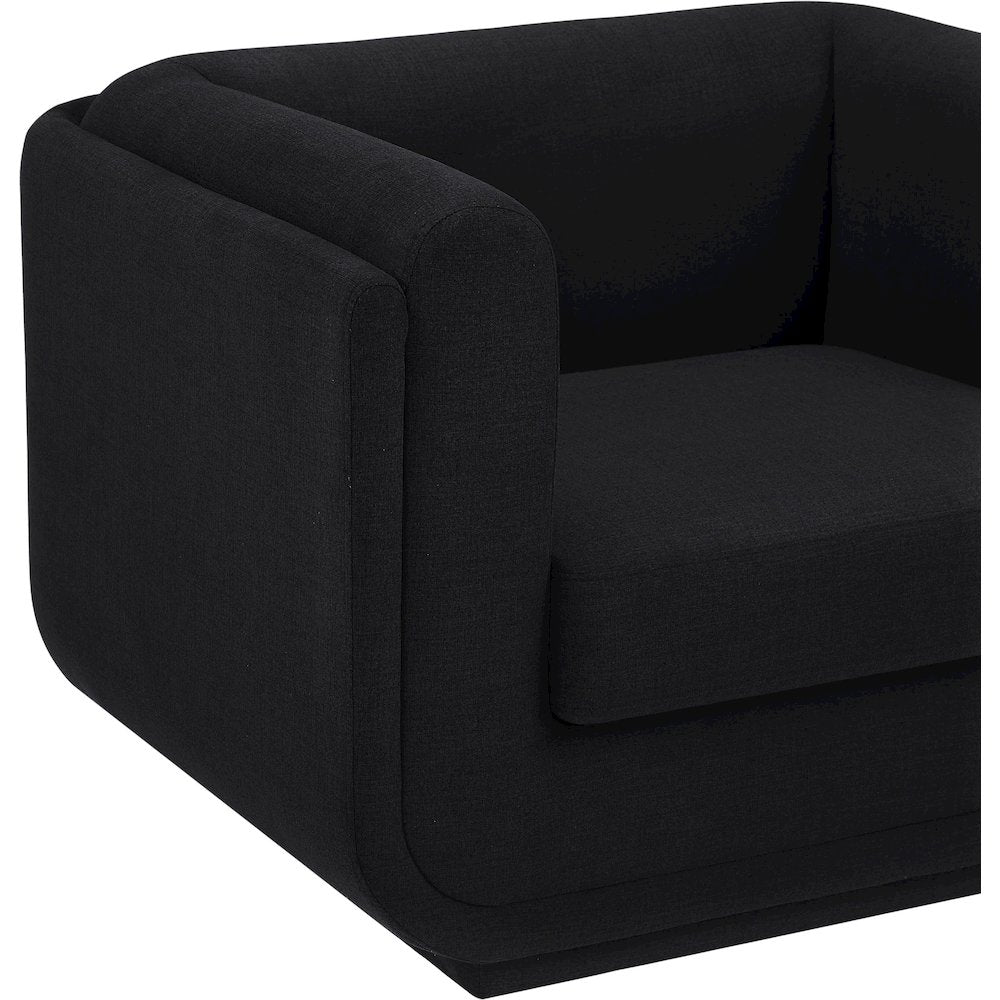 Kimora Black Linen Textured Fabric Chair