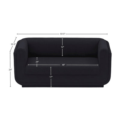 Kimora Black Linen Textured Fabric Loveseat