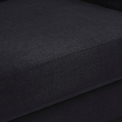 Kimora Black Linen Textured Fabric Loveseat