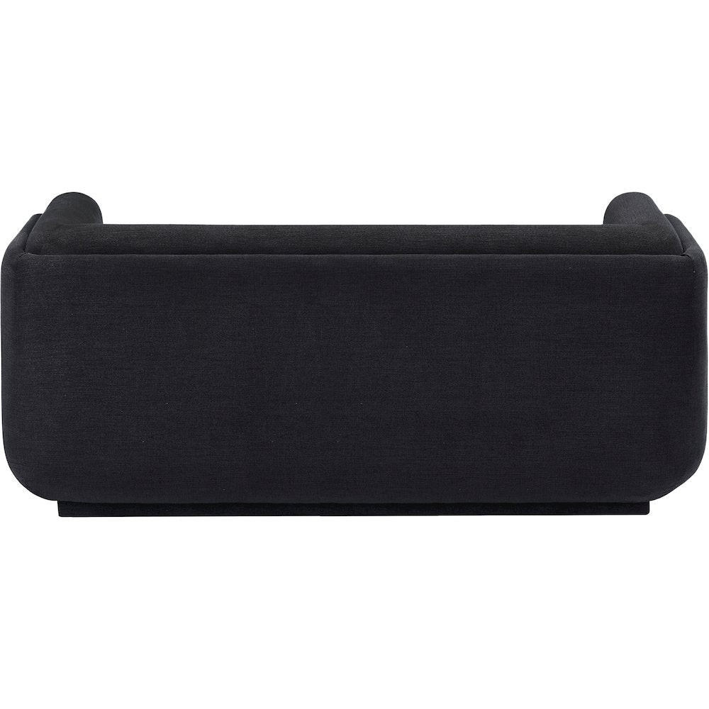 Kimora Black Linen Textured Fabric Loveseat