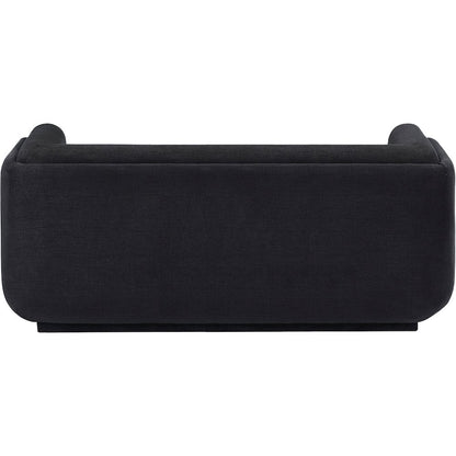 Kimora Black Linen Textured Fabric Loveseat