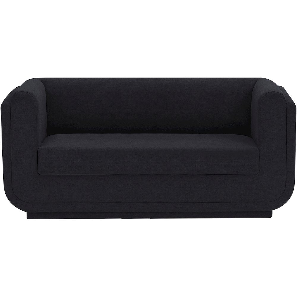 Kimora Black Linen Textured Fabric Loveseat